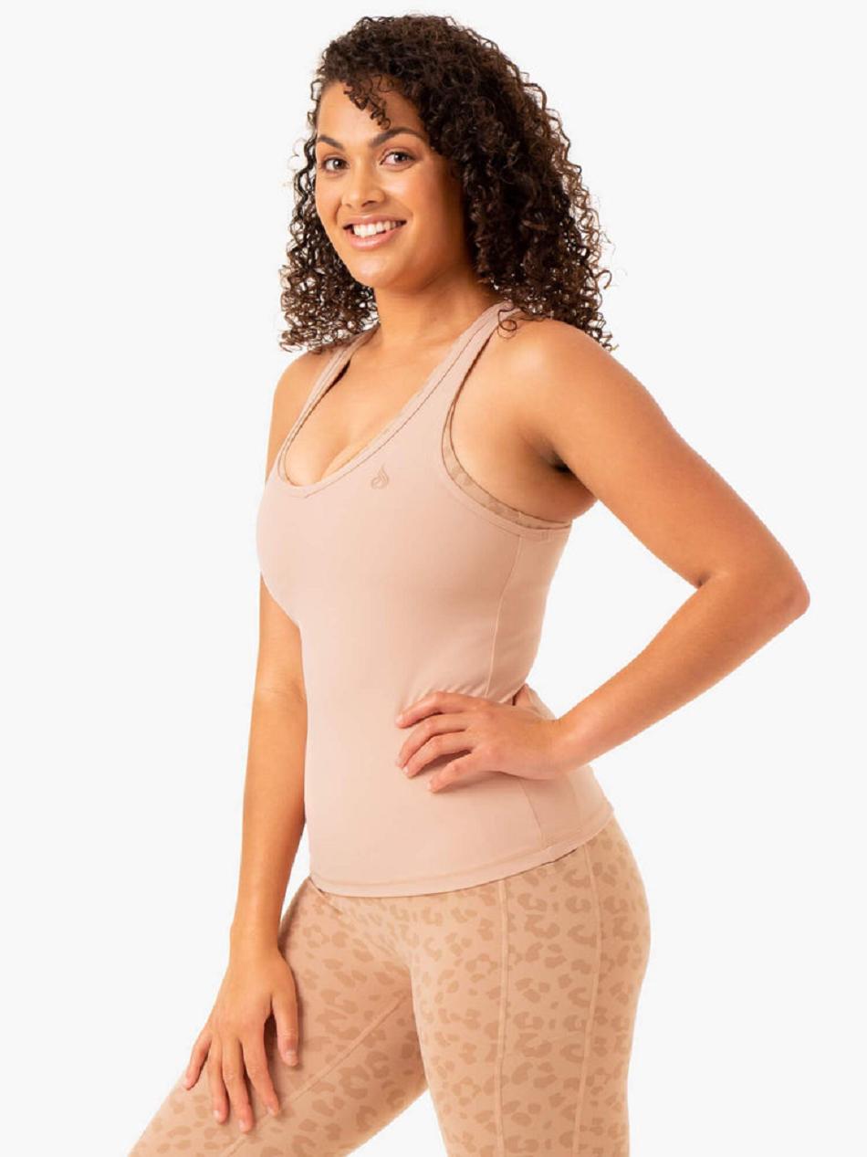 Brown Women's Ryderwear Ultra Compression Tanks | 69JS28240