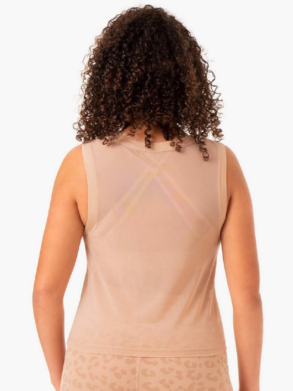 Brown Women's Ryderwear Ultra Mesh Tank Top | 124J93965