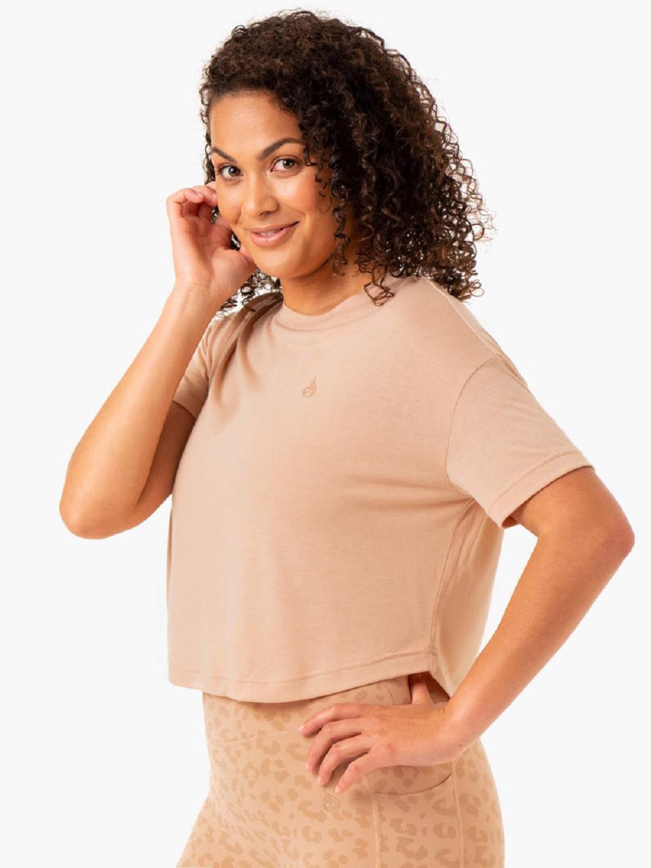 Brown Women's Ryderwear Ultra Scoop T-shirt | 65Y7261800