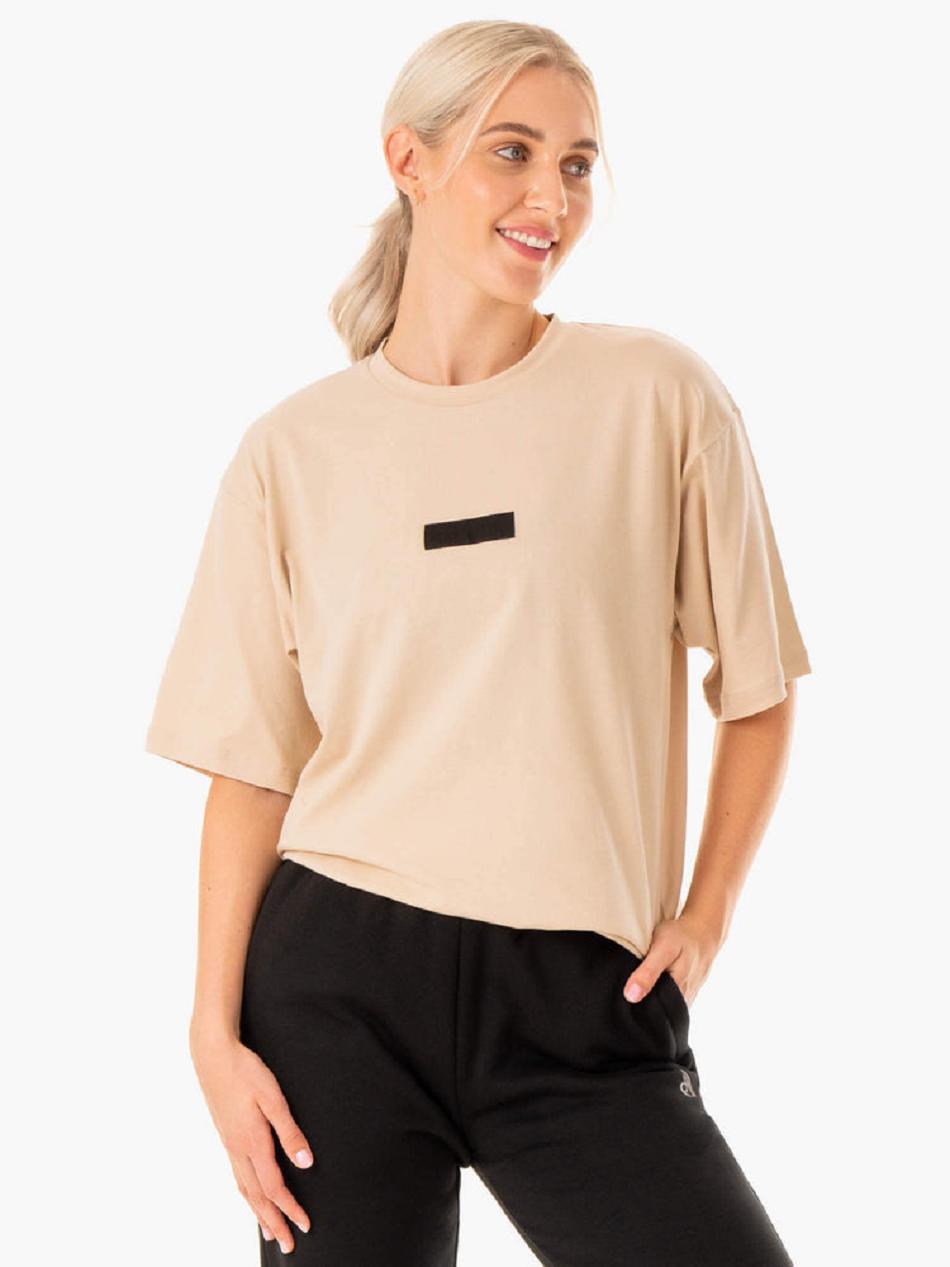 Brown Women's Ryderwear Unisex Oversized T-Shirt Top | 625Y43455