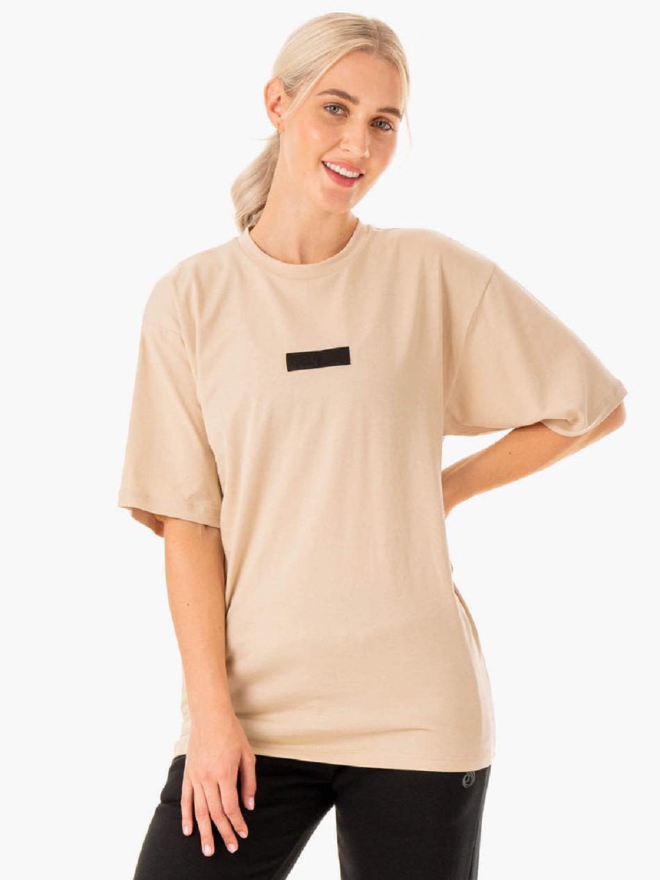 Brown Women's Ryderwear Unisex Oversized T-Shirt Top | 625Y43455