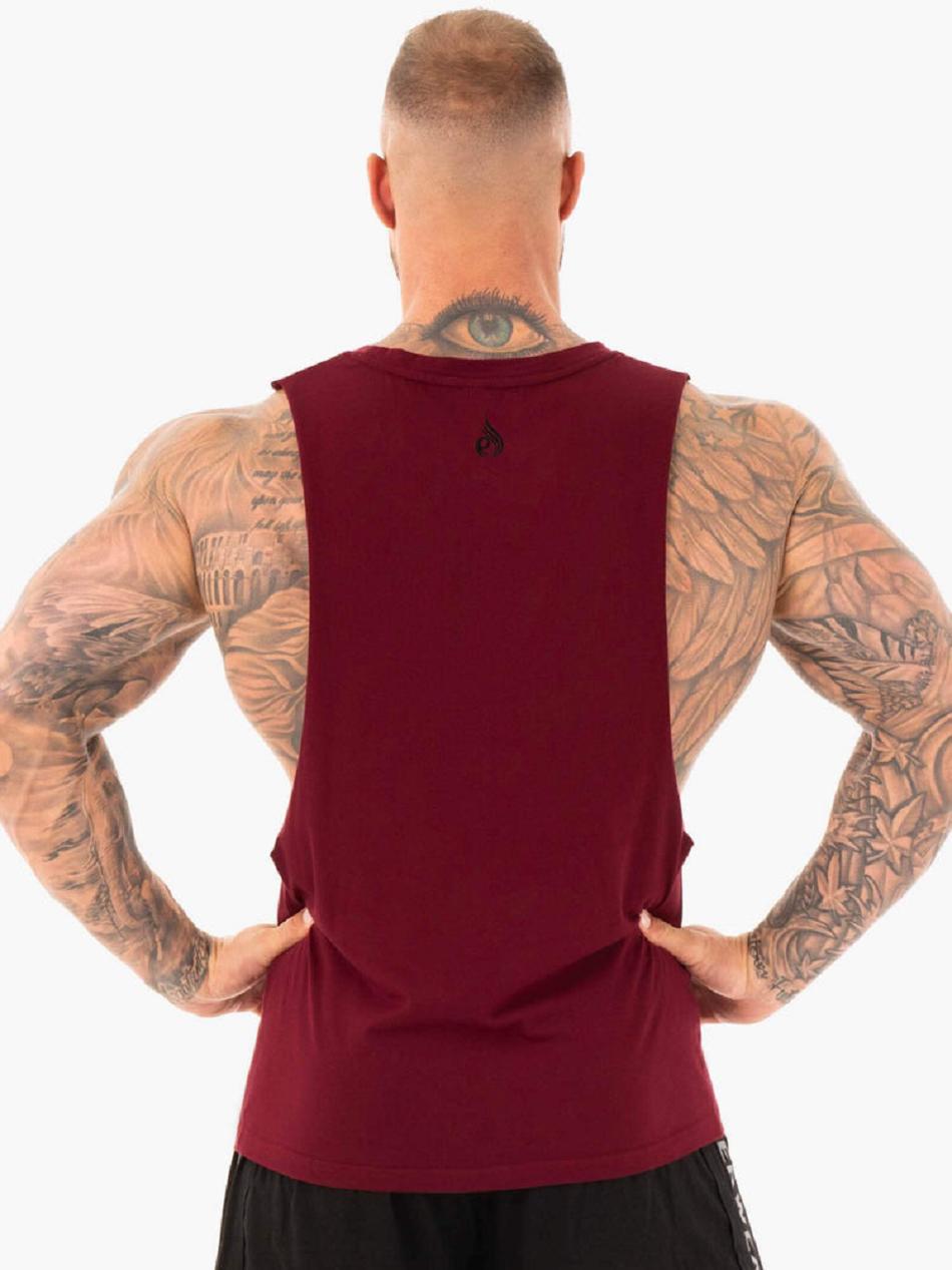 Burgundy Men's Ryderwear Active Cotton Baller Tanks | 142IV70737