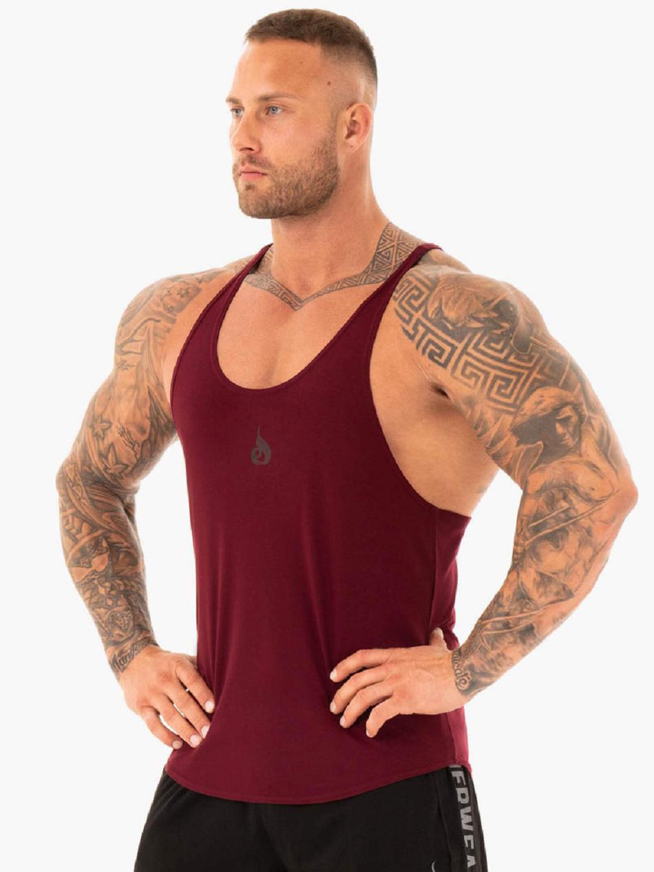 Burgundy Men's Ryderwear Active T-Back Stringers | V8F81159