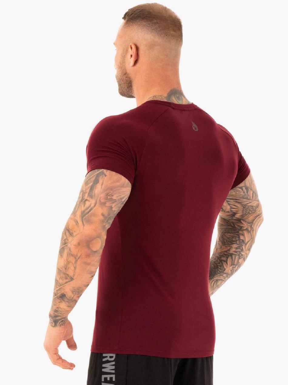 Burgundy Men's Ryderwear Active T-Shirt Top | 86YH47705