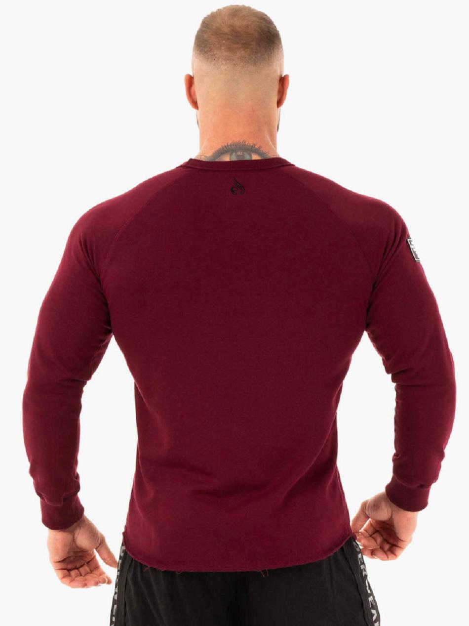 Burgundy Men's Ryderwear Athletic Crew Neck Sweater Top | 6Y8770720