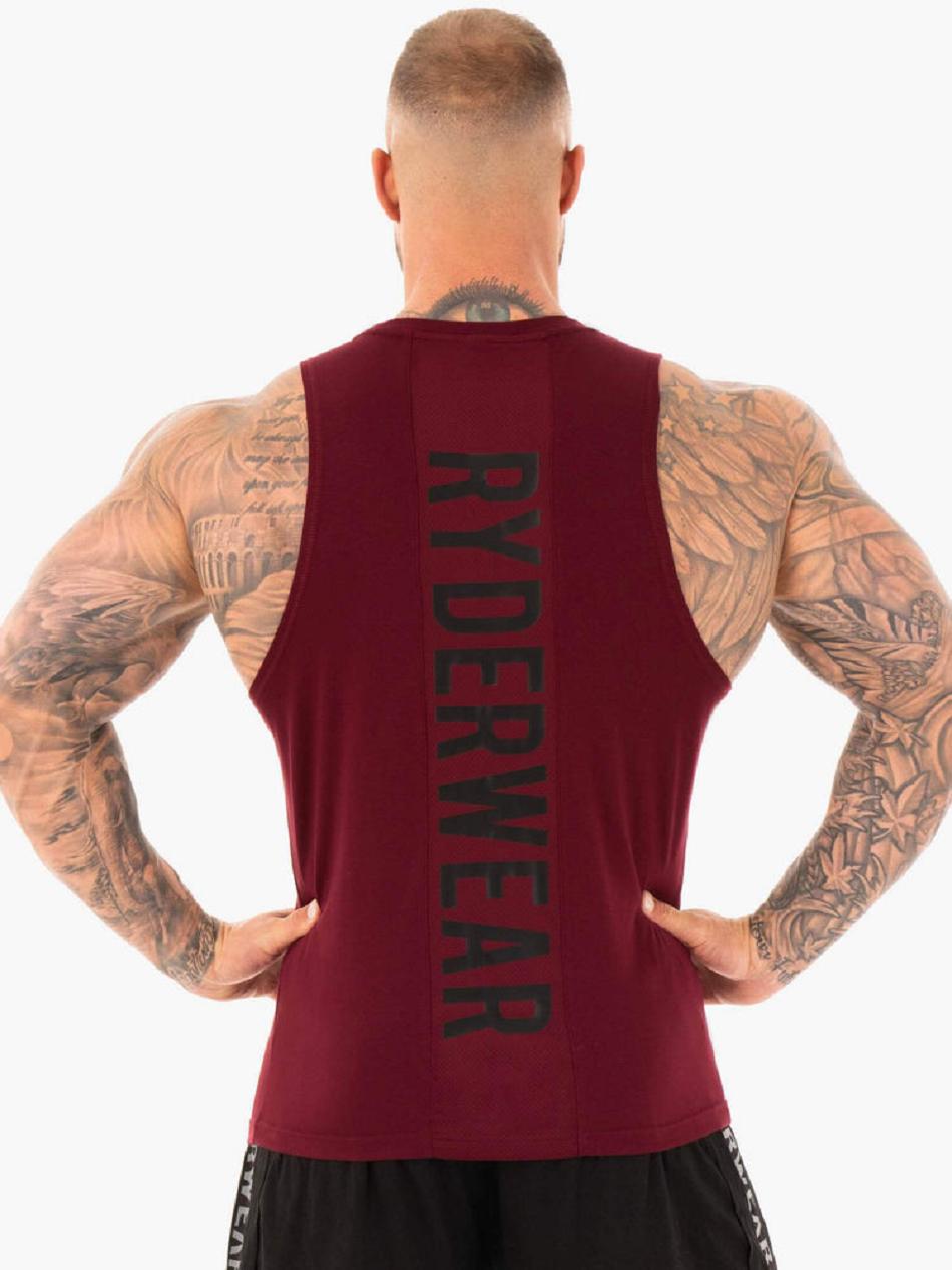 Burgundy Men's Ryderwear Athletic Cut Tank Top | BG8518436