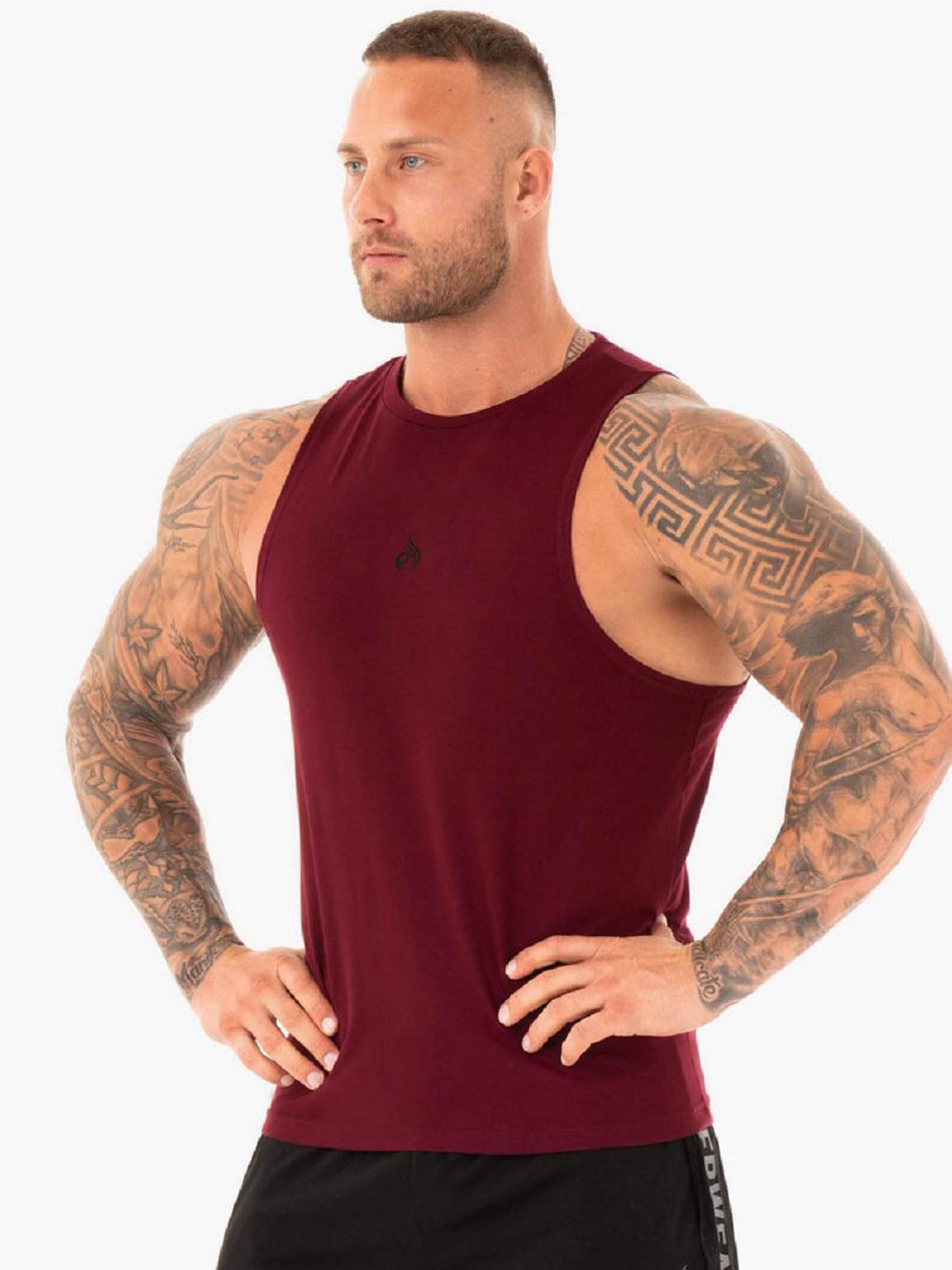 Burgundy Men's Ryderwear Athletic Cut Tank Top | BG8518436