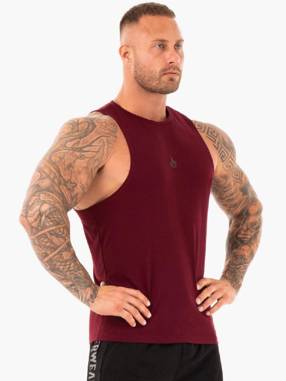 Burgundy Men's Ryderwear Athletic Cut Tank Top | BG8518436