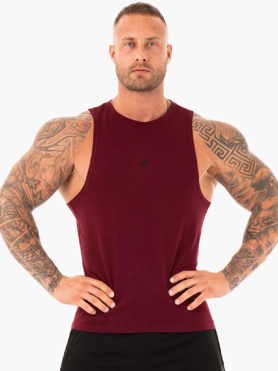 Burgundy Men\'s Ryderwear Athletic Cut Tank Top | BG8518436