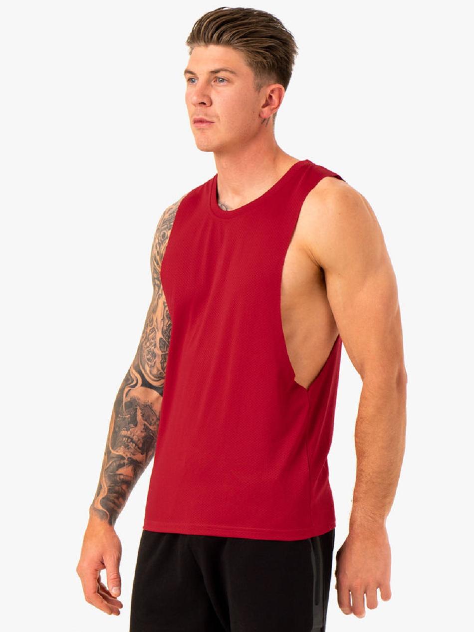 Burgundy Men's Ryderwear Enhance Baller Tank Top | 89SB82826