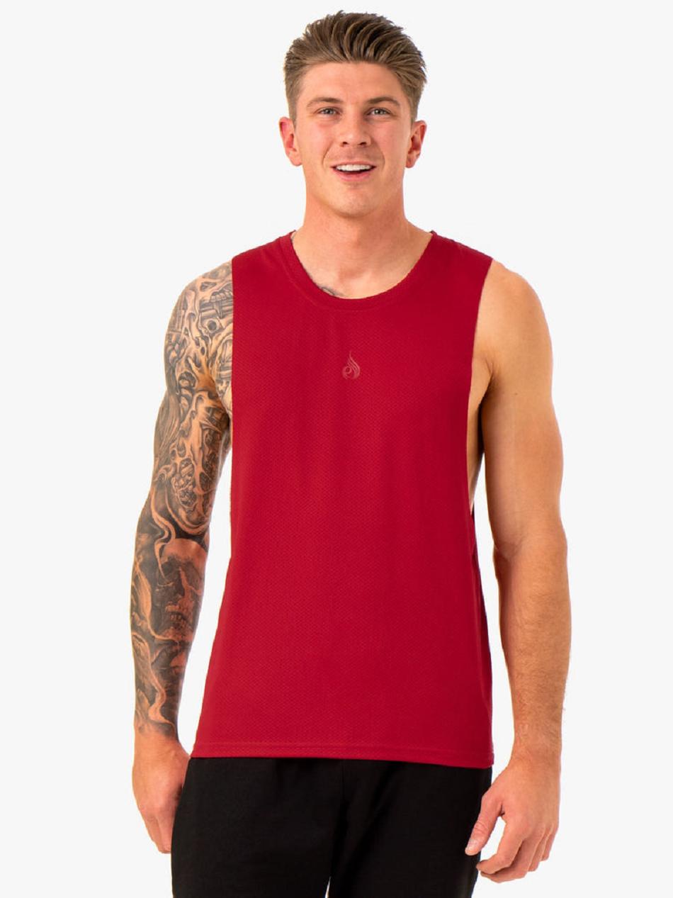 Burgundy Men\'s Ryderwear Enhance Baller Tank Top | 89SB82826