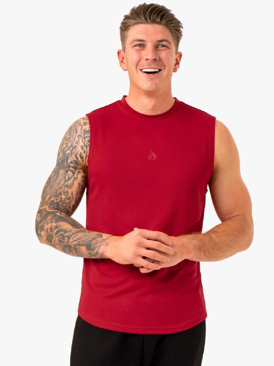 Burgundy Men\'s Ryderwear Enhance Muscle Tanks | 6Y8378139