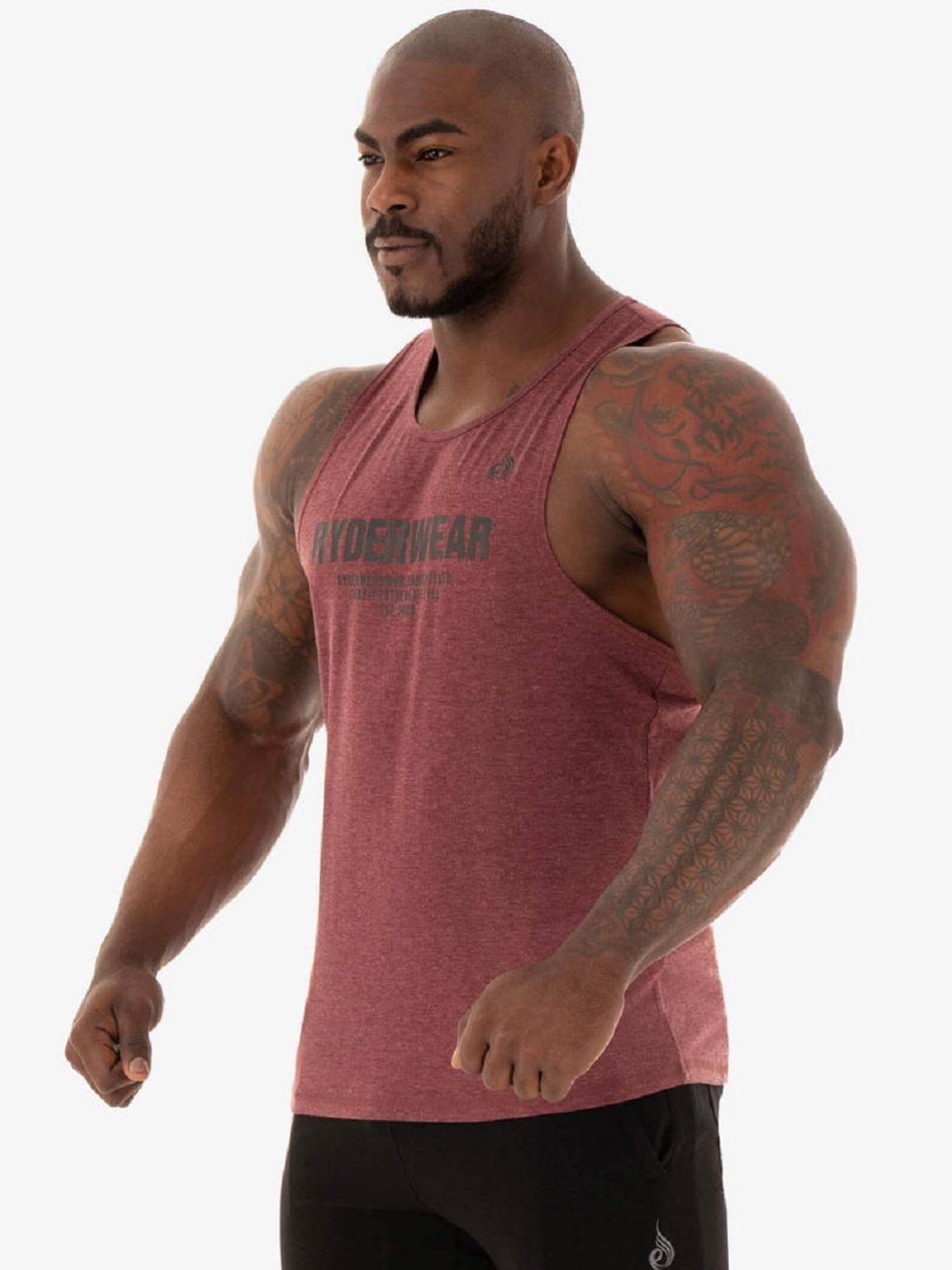 Burgundy Men's Ryderwear Focus Baller Tanks | 130T65749