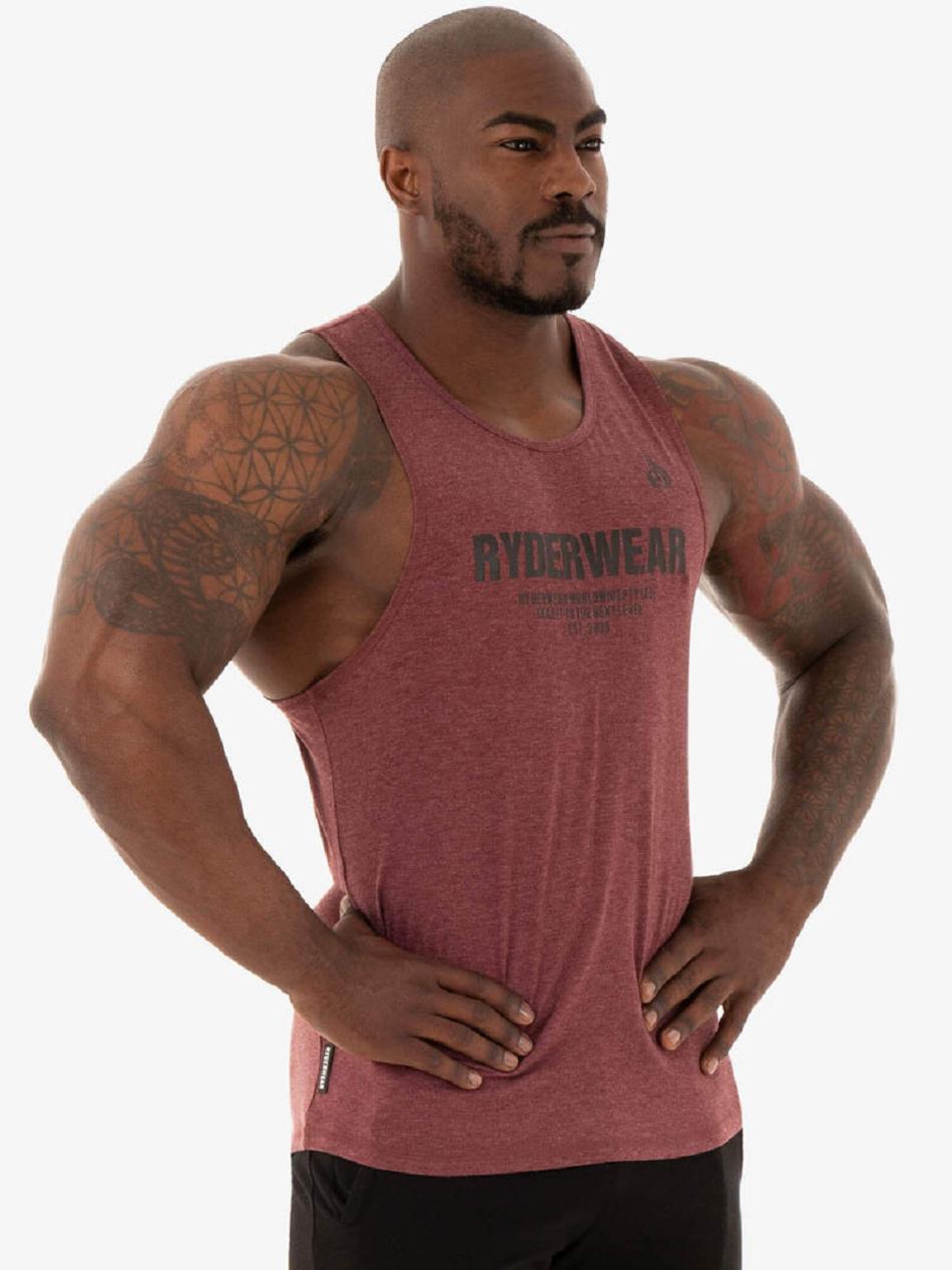 Burgundy Men's Ryderwear Focus Baller Tanks | 130T65749