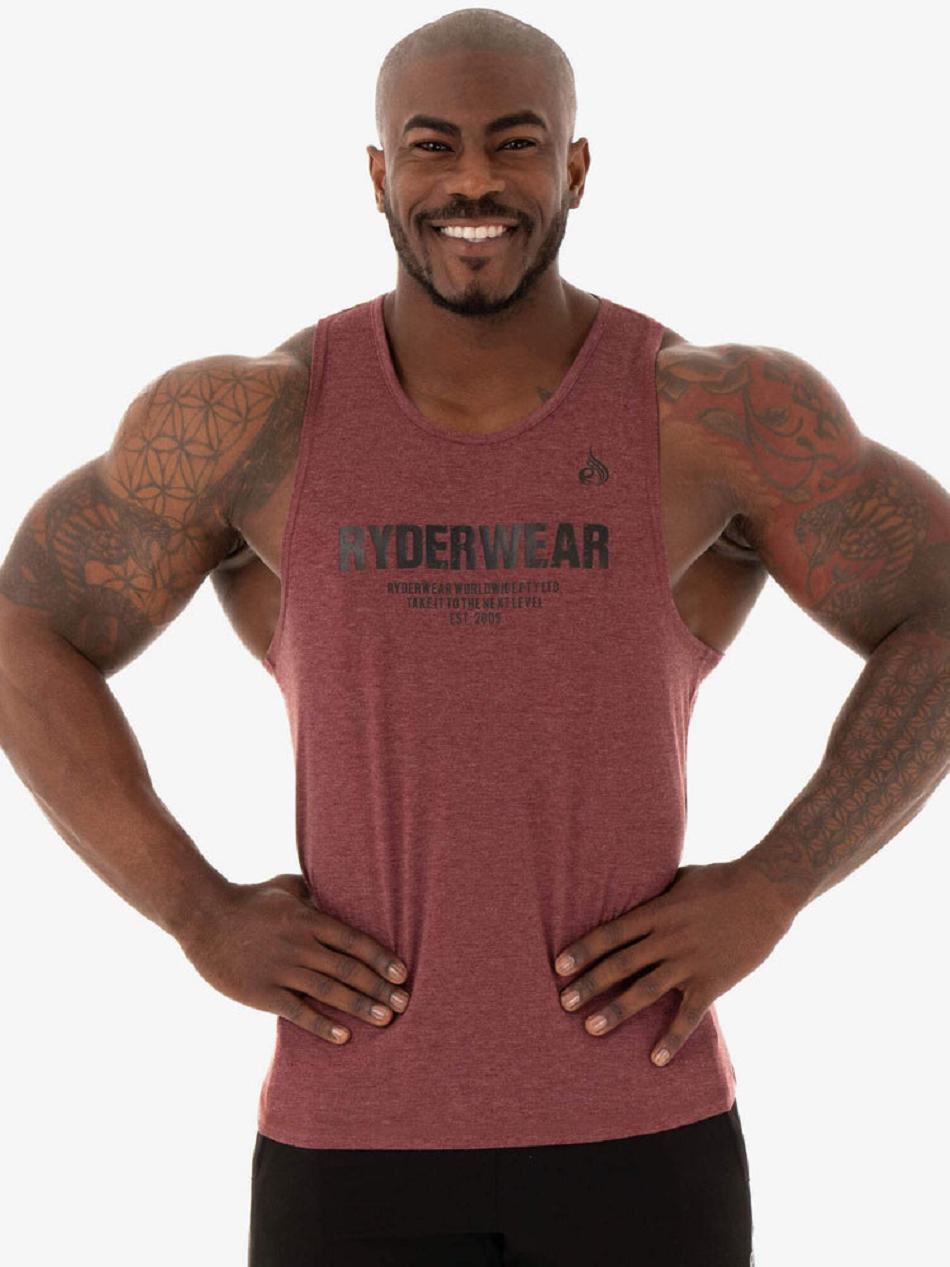 Burgundy Men\'s Ryderwear Focus Baller Tanks | 130T65749