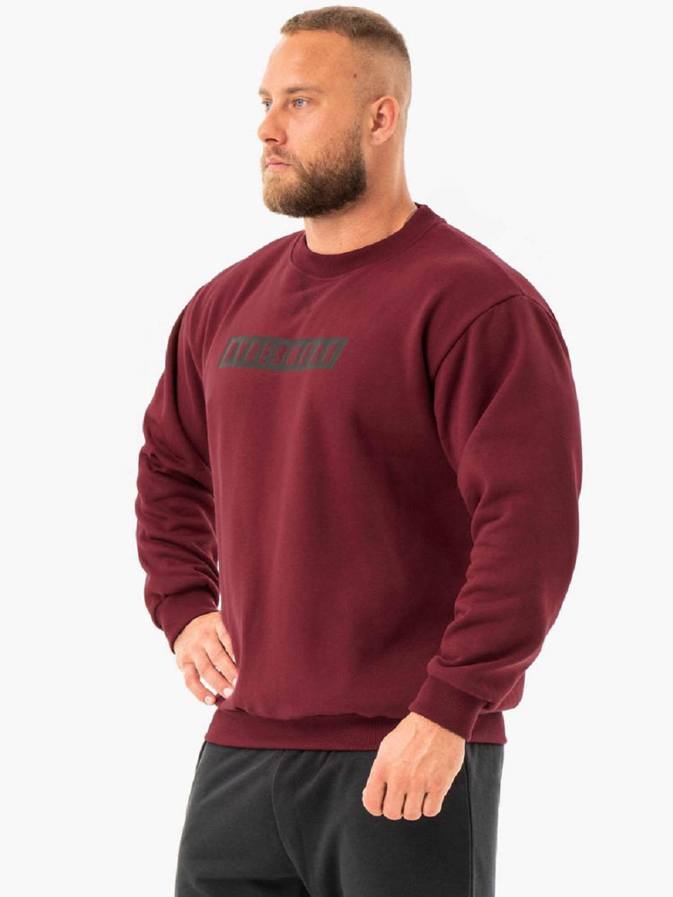 Burgundy Men's Ryderwear Force Pullover Sweaters | 90FE37783