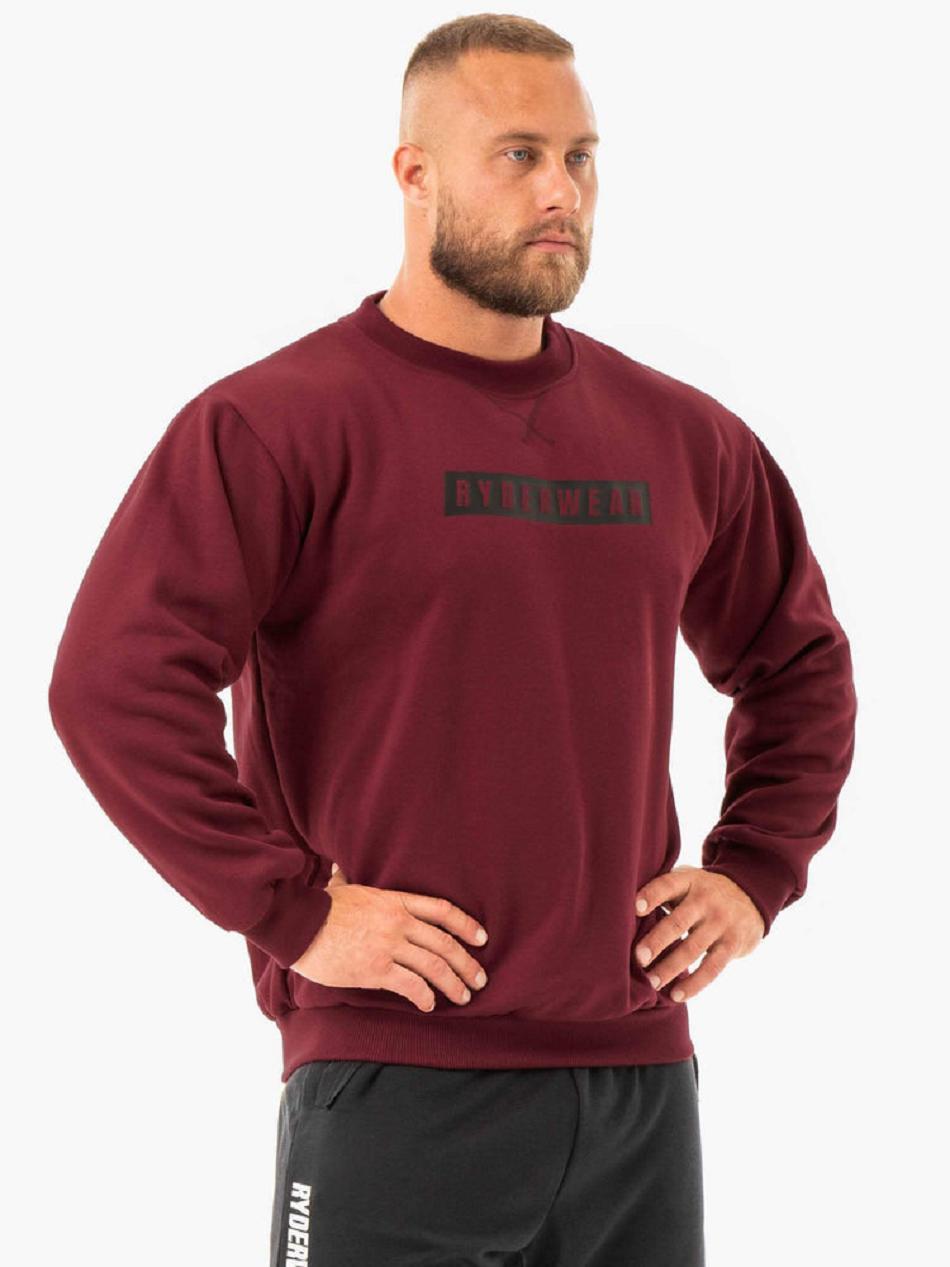 Burgundy Men's Ryderwear Force Pullover Sweaters | 90FE37783