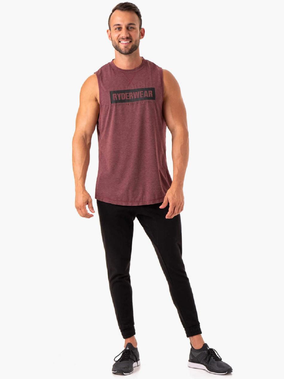 Burgundy Men's Ryderwear Iron Baller Tanks | DF8357949