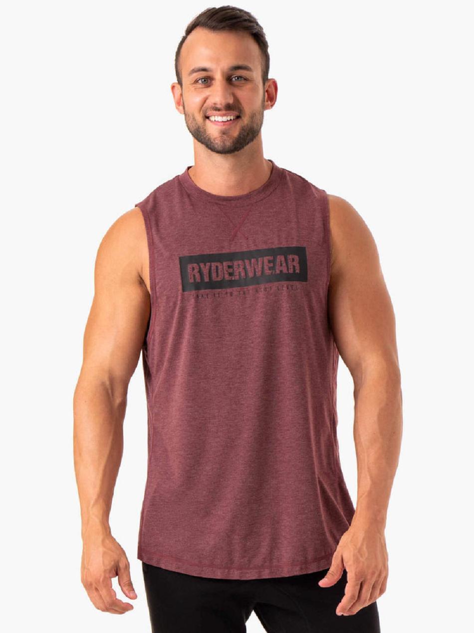 Burgundy Men\'s Ryderwear Iron Baller Tanks | DF8357949