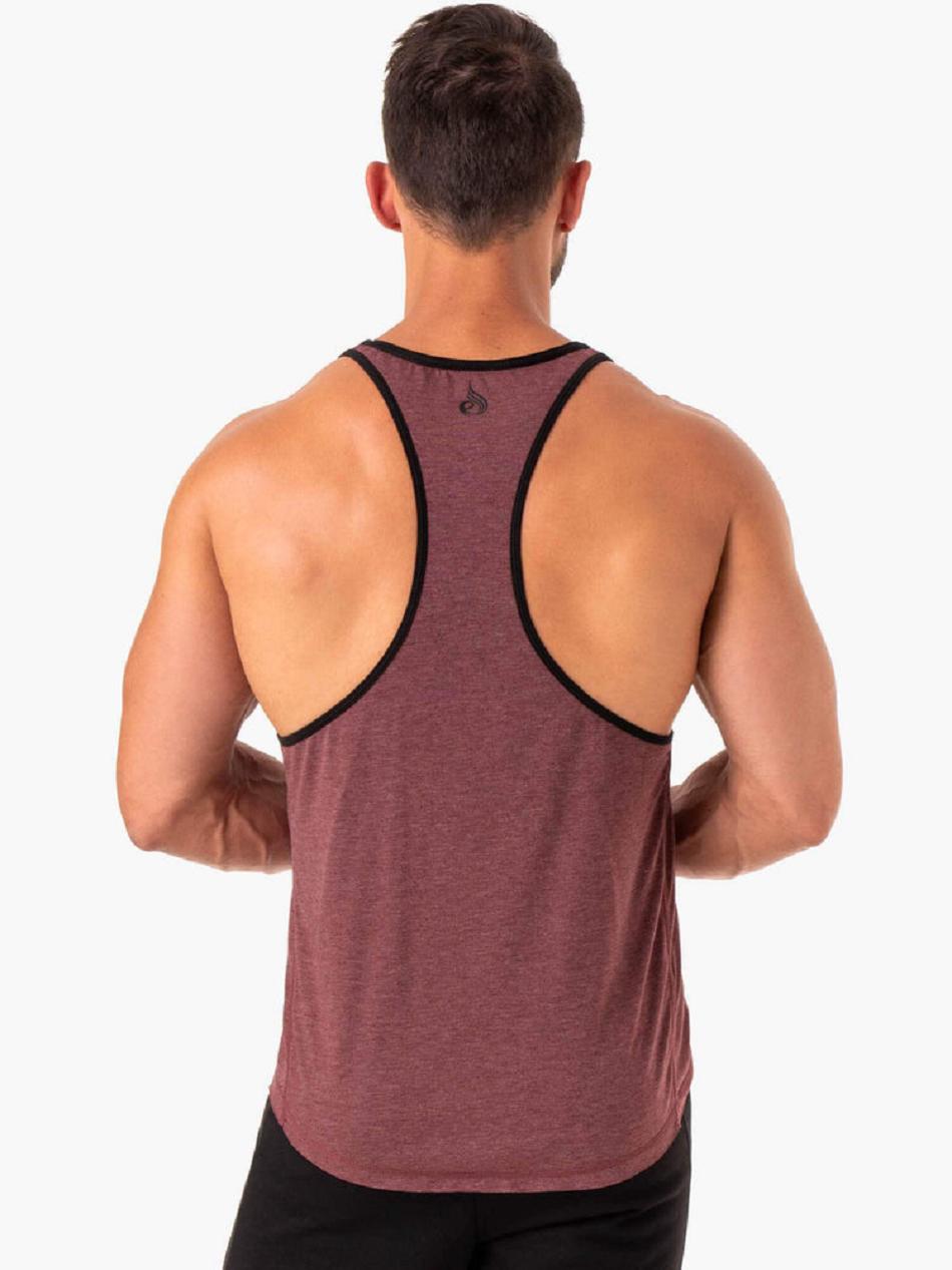 Burgundy Men's Ryderwear Iron Stringer T-Back Tanks | 83YF50117