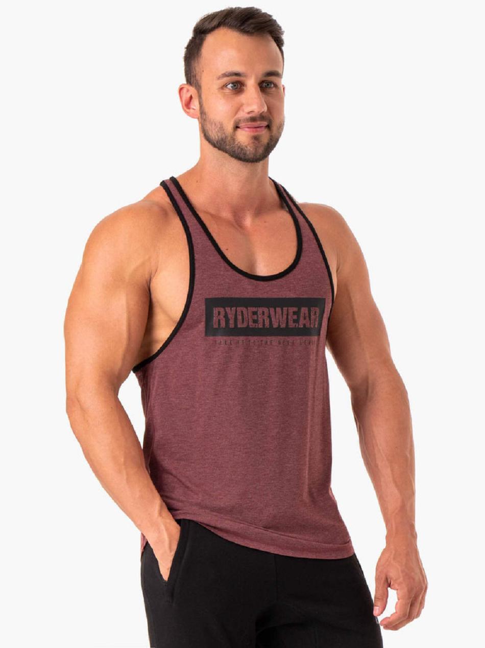 Burgundy Men's Ryderwear Iron Stringer T-Back Tanks | 83YF50117