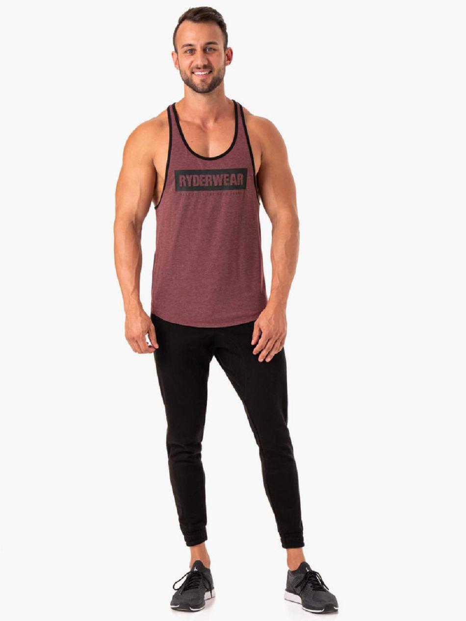 Burgundy Men's Ryderwear Iron Stringer T-Back Tanks | 83YF50117