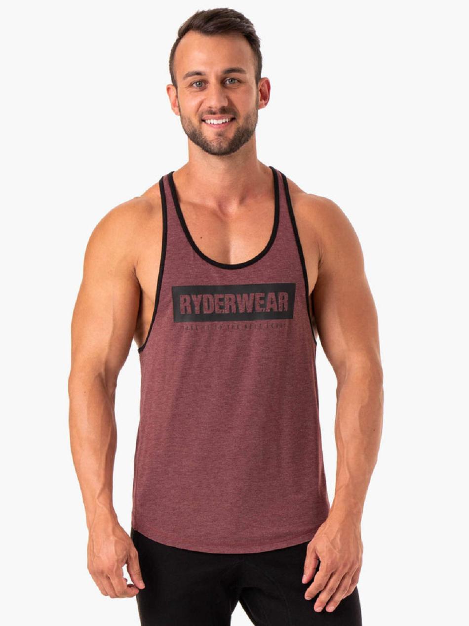 Burgundy Men\'s Ryderwear Iron Stringer T-Back Tanks | 83YF50117