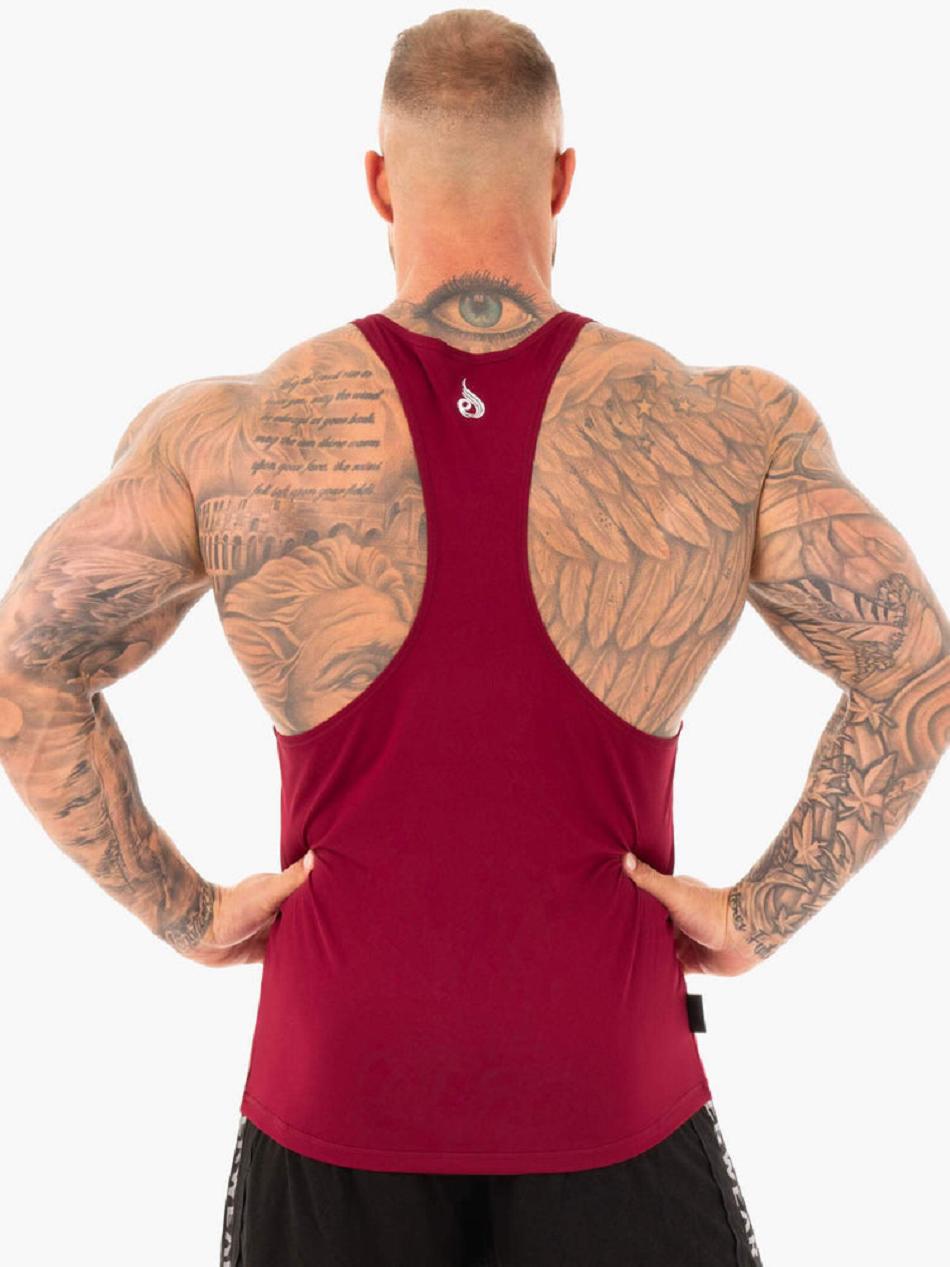 Burgundy Men's Ryderwear Lift T-Back Stringer Tanks | 6D7751368