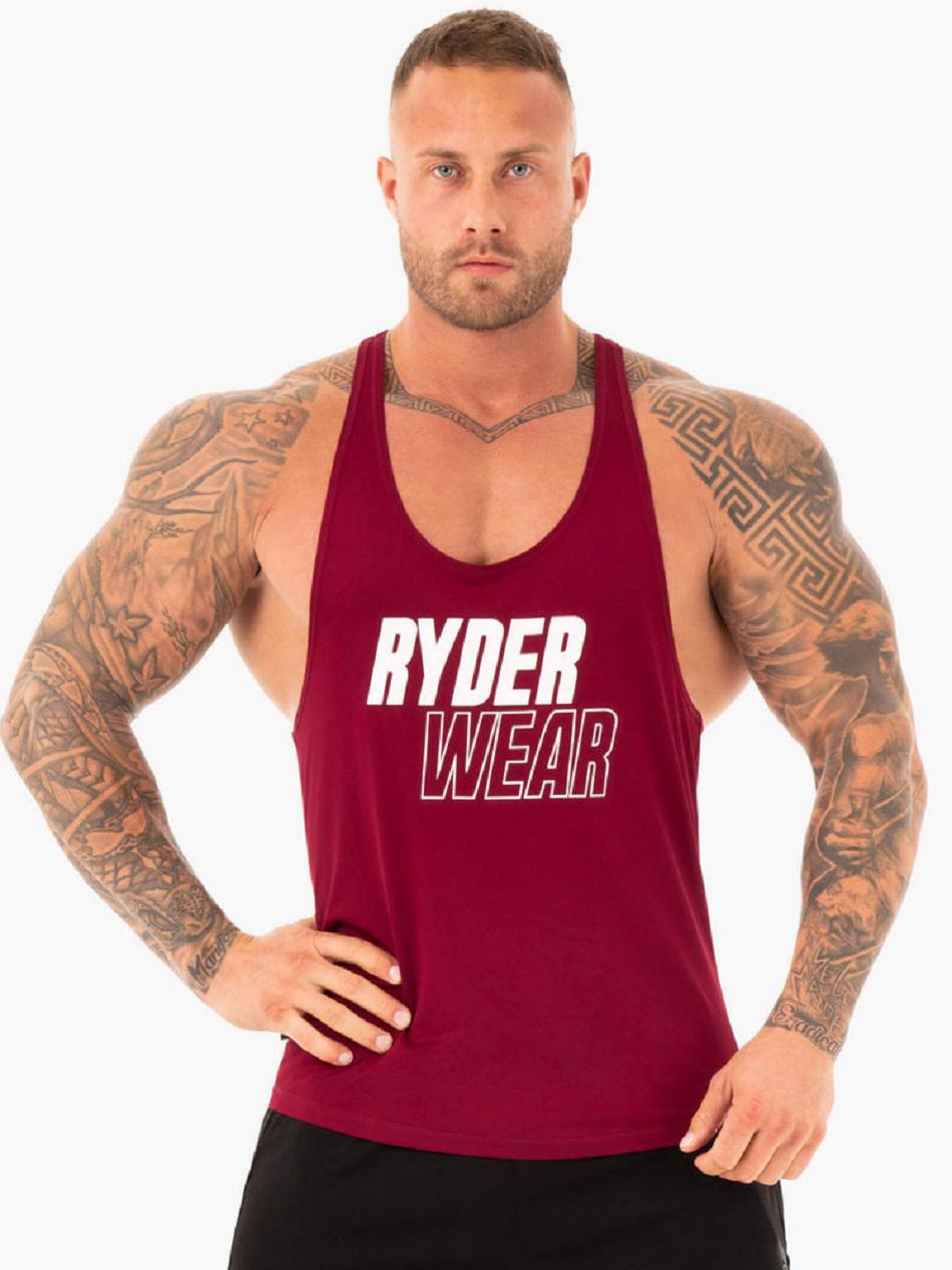 Burgundy Men\'s Ryderwear Lift T-Back Stringer Tanks | 6D7751368