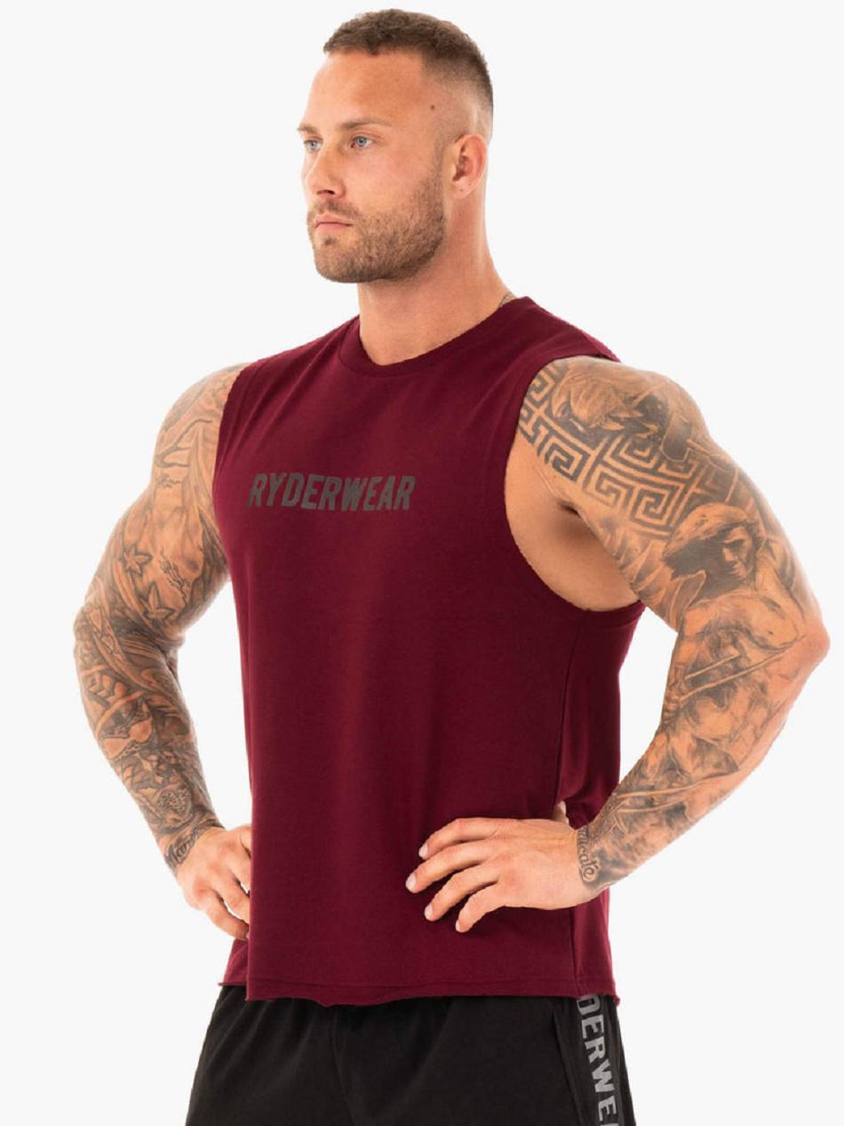 Burgundy Men's Ryderwear Performance Baller Tanks | 79RC69992