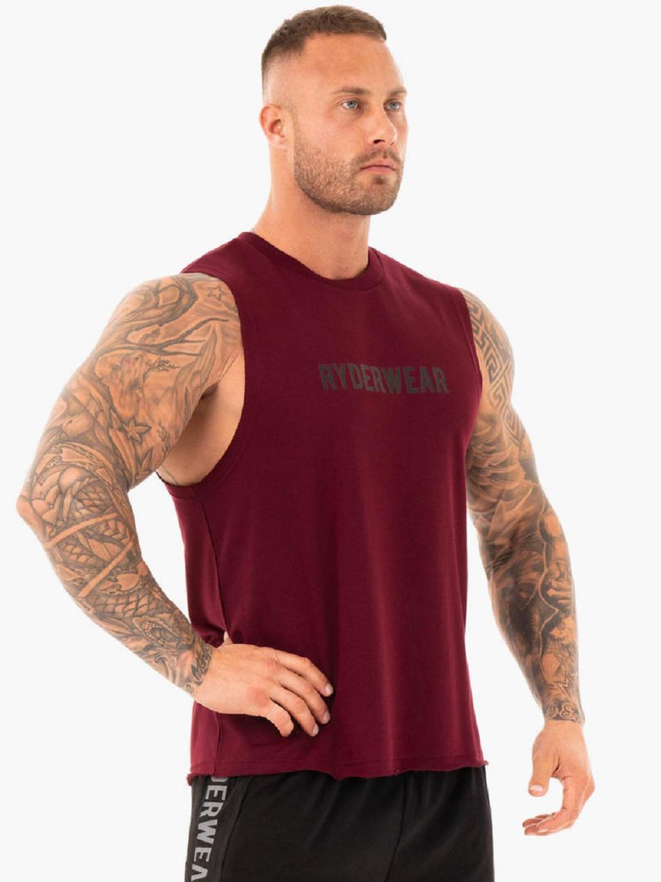 Burgundy Men's Ryderwear Performance Baller Tanks | 79RC69992