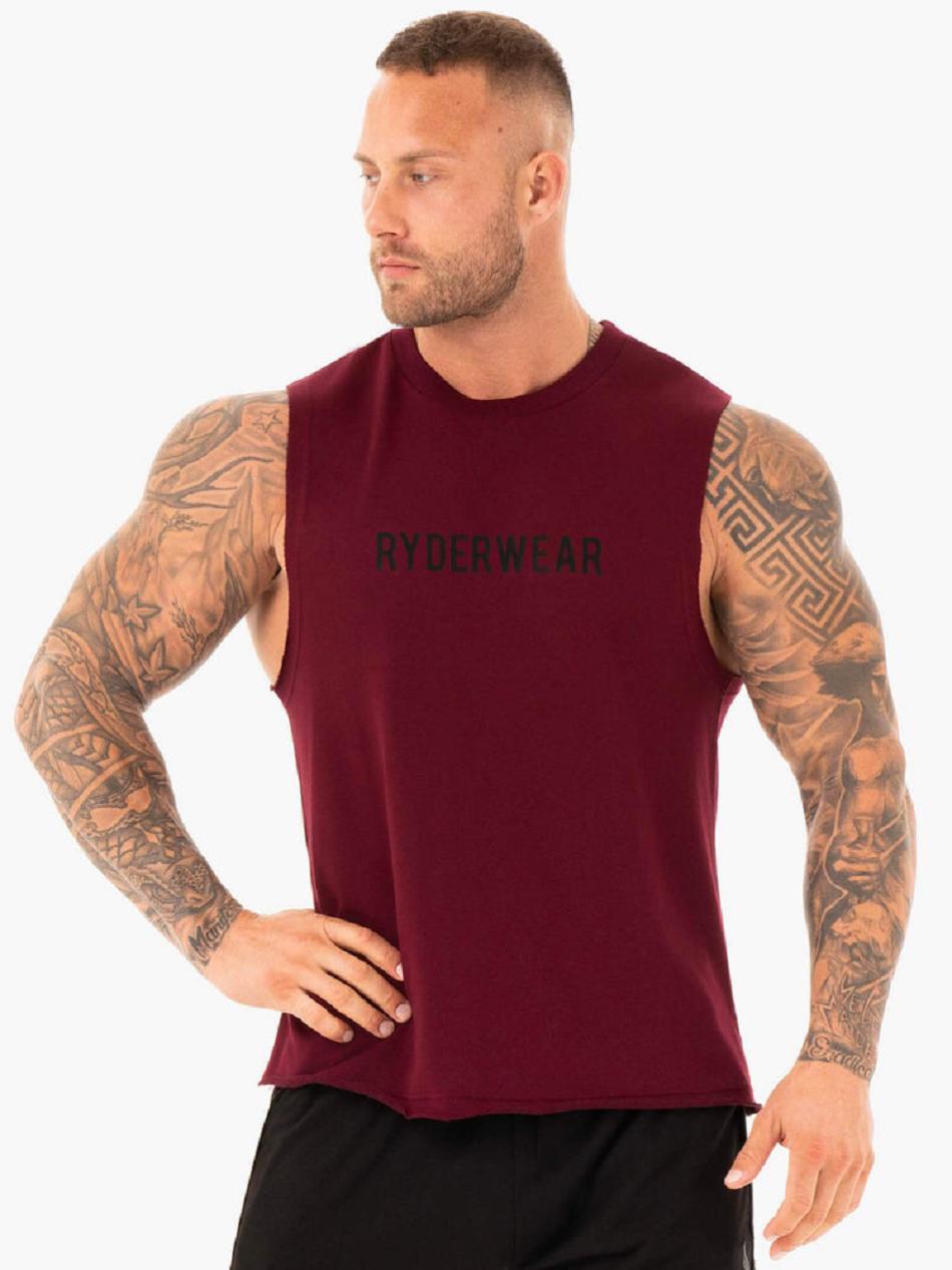 Burgundy Men\'s Ryderwear Performance Baller Tanks | 79RC69992