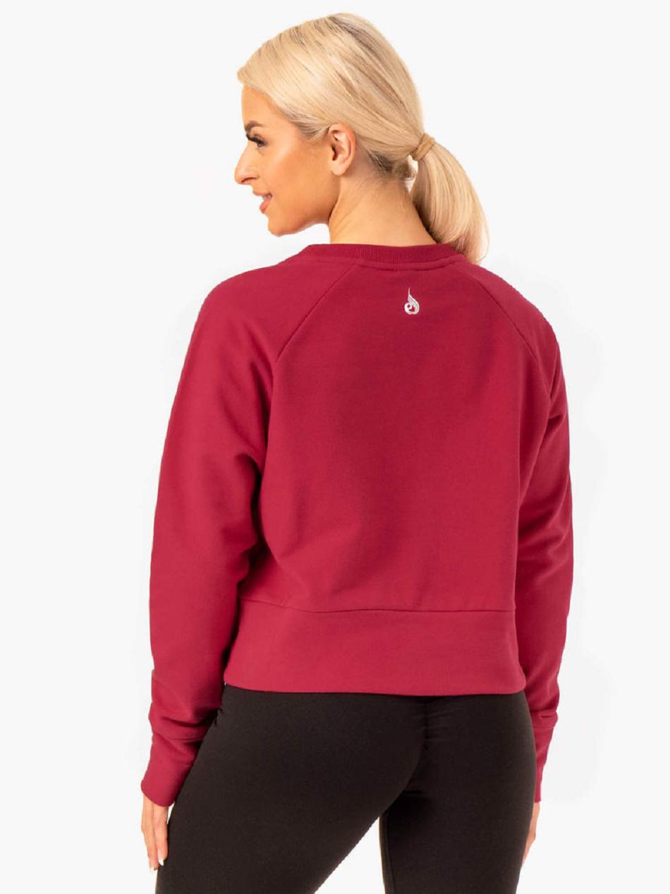 Burgundy / Red Women's Ryderwear Motion Sweater Top | 61RW64881