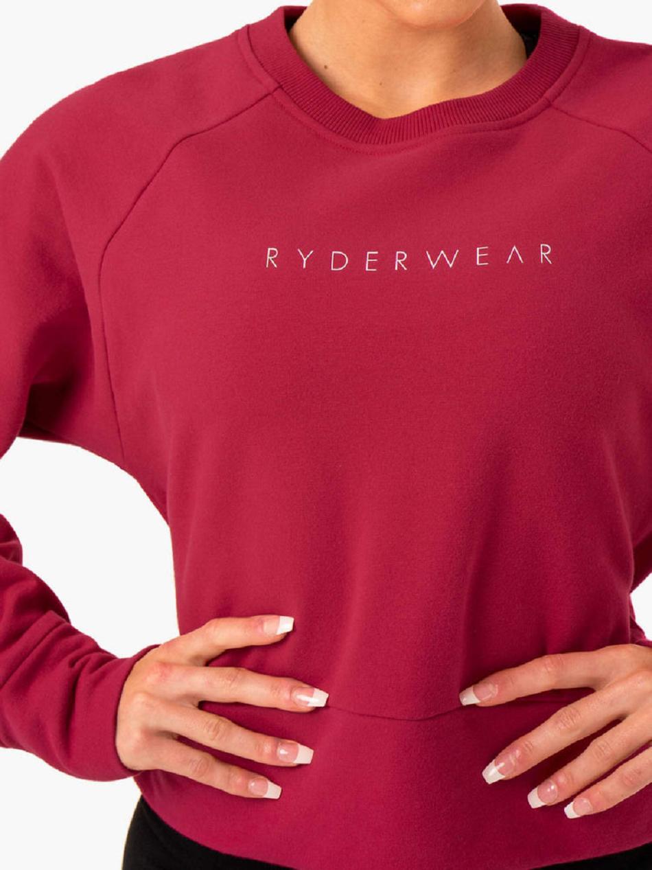 Burgundy / Red Women's Ryderwear Motion Sweater Top | 61RW64881