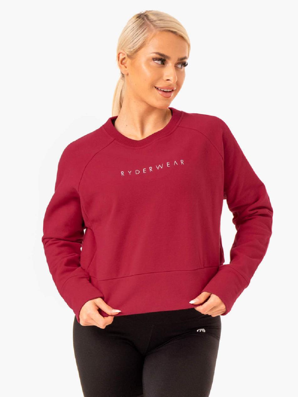 Burgundy / Red Women's Ryderwear Motion Sweater Top | 61RW64881