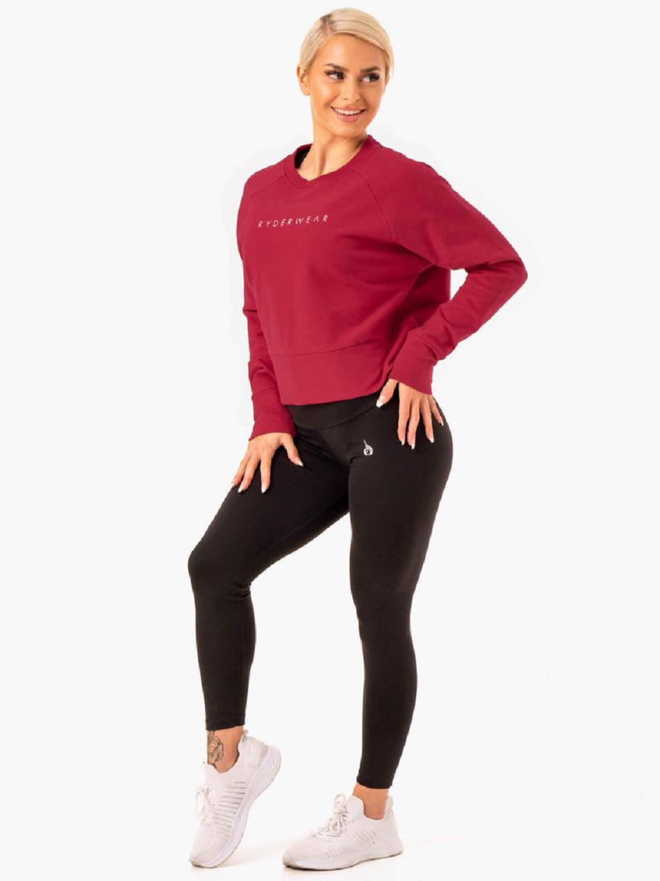 Burgundy / Red Women's Ryderwear Motion Sweater Top | 61RW64881