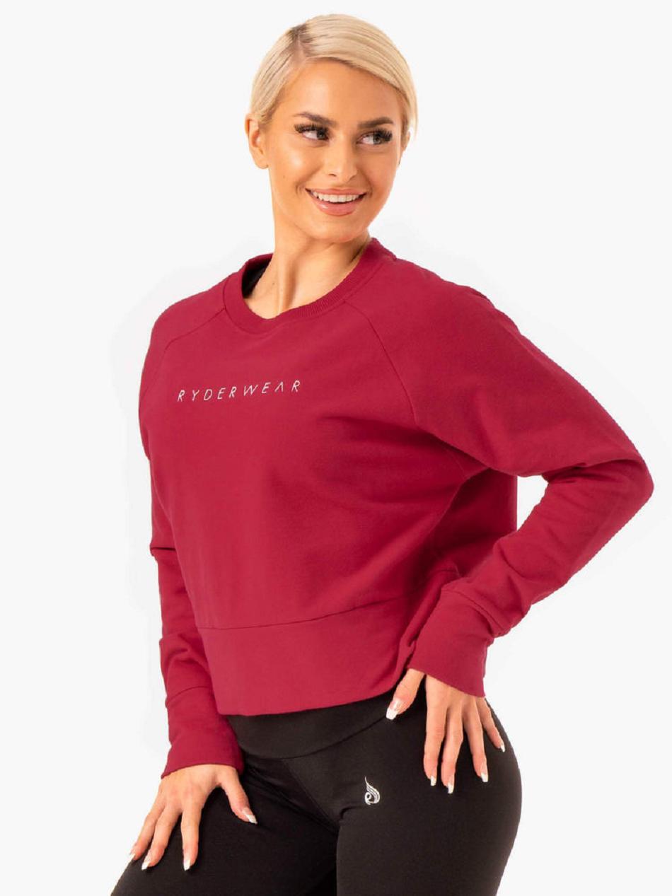 Burgundy / Red Women\'s Ryderwear Motion Sweater Top | 61RW64881