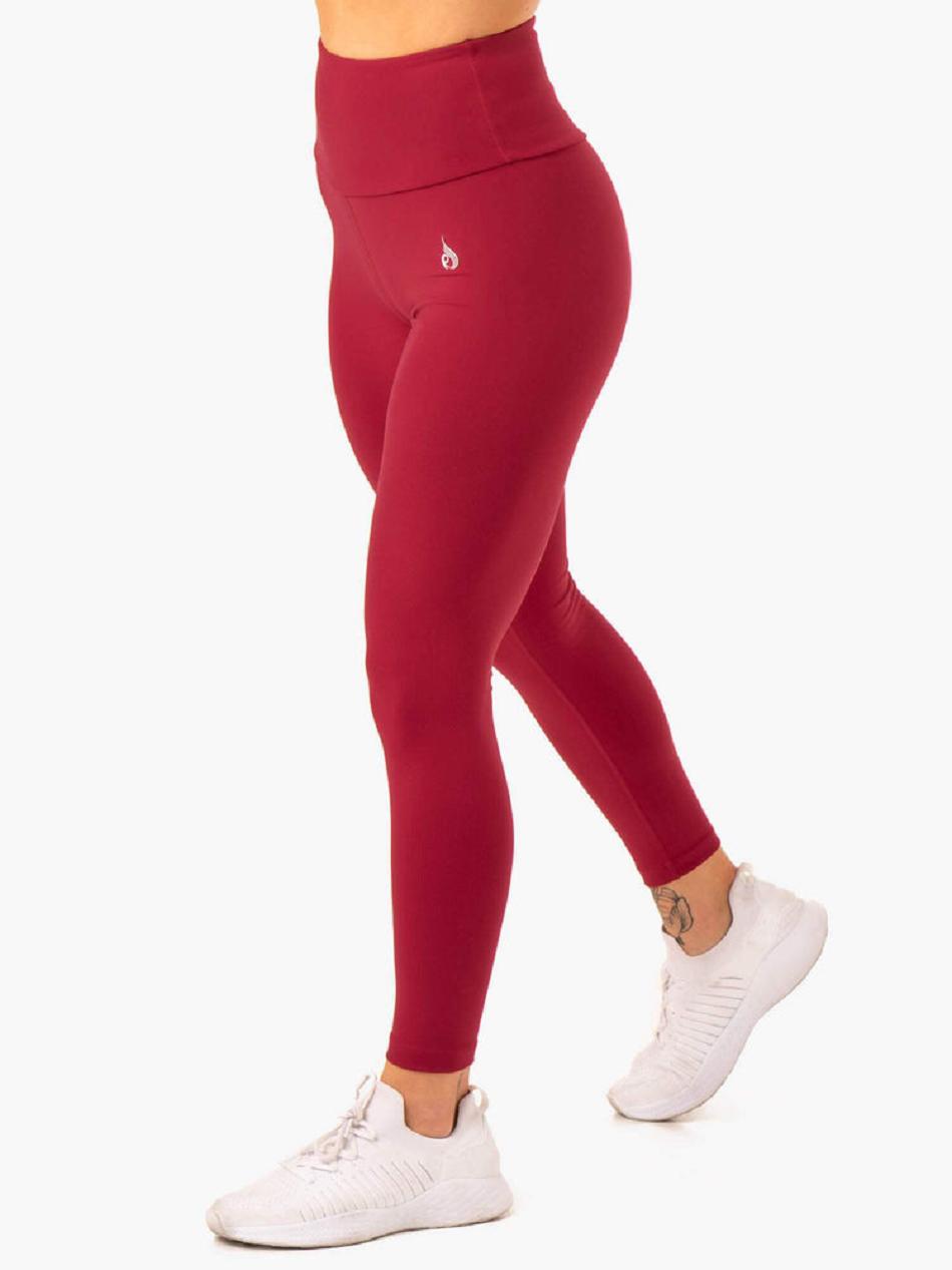 Burgundy / Red Women's Ryderwear Staples Scrunch Bum Leggings | FR3861360