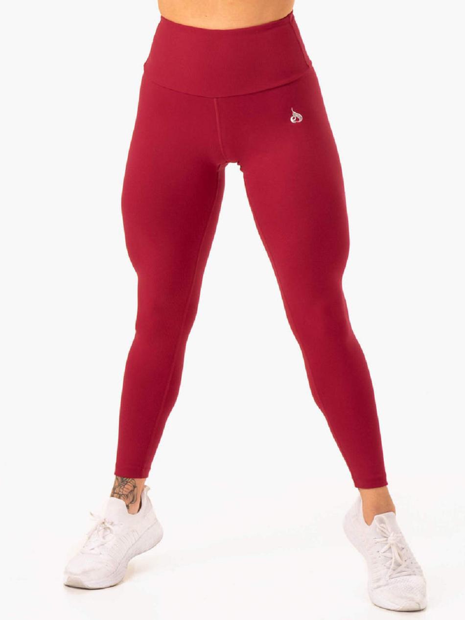 Burgundy / Red Women's Ryderwear Staples Scrunch Bum Leggings | FR3861360