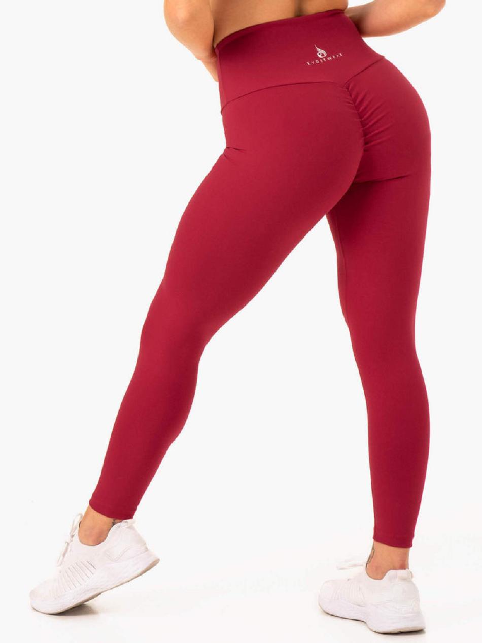 Burgundy / Red Women\'s Ryderwear Staples Scrunch Bum Leggings | FR3861360