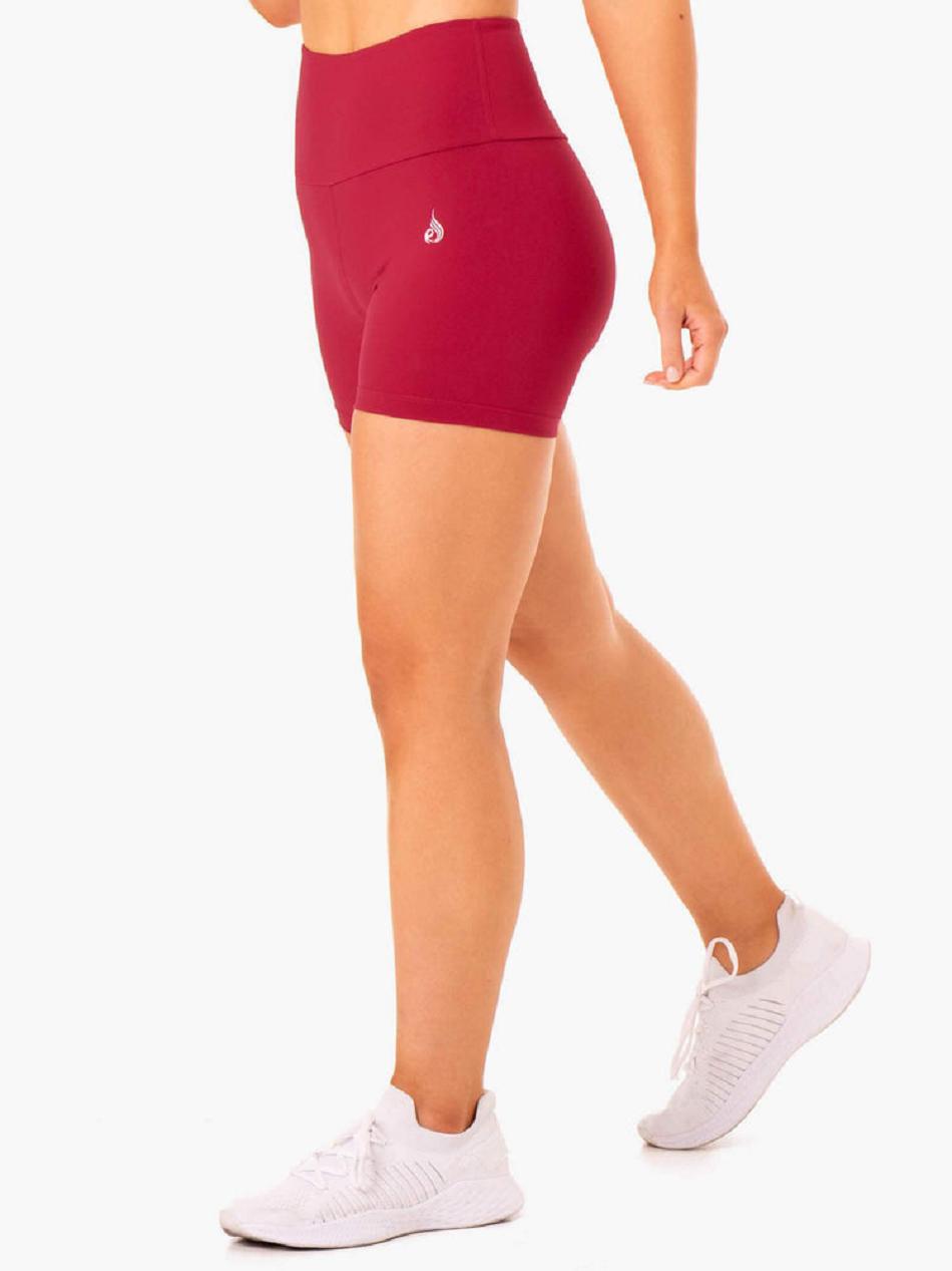 Burgundy / Red Women's Ryderwear Staples Mid Length Shorts Scrunch Bum | GB4193501