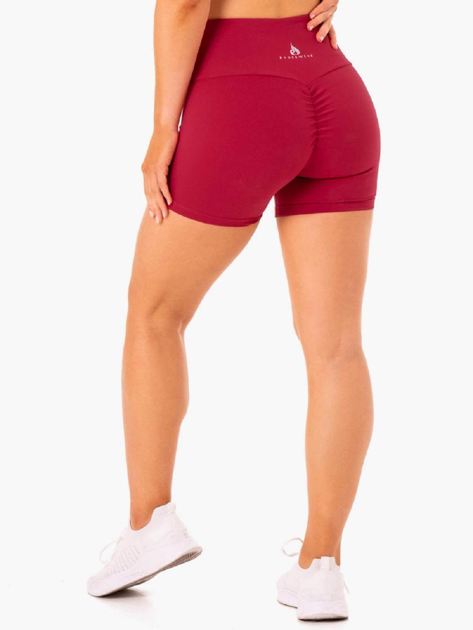 Burgundy / Red Women\'s Ryderwear Staples Mid Length Shorts Scrunch Bum | GB4193501