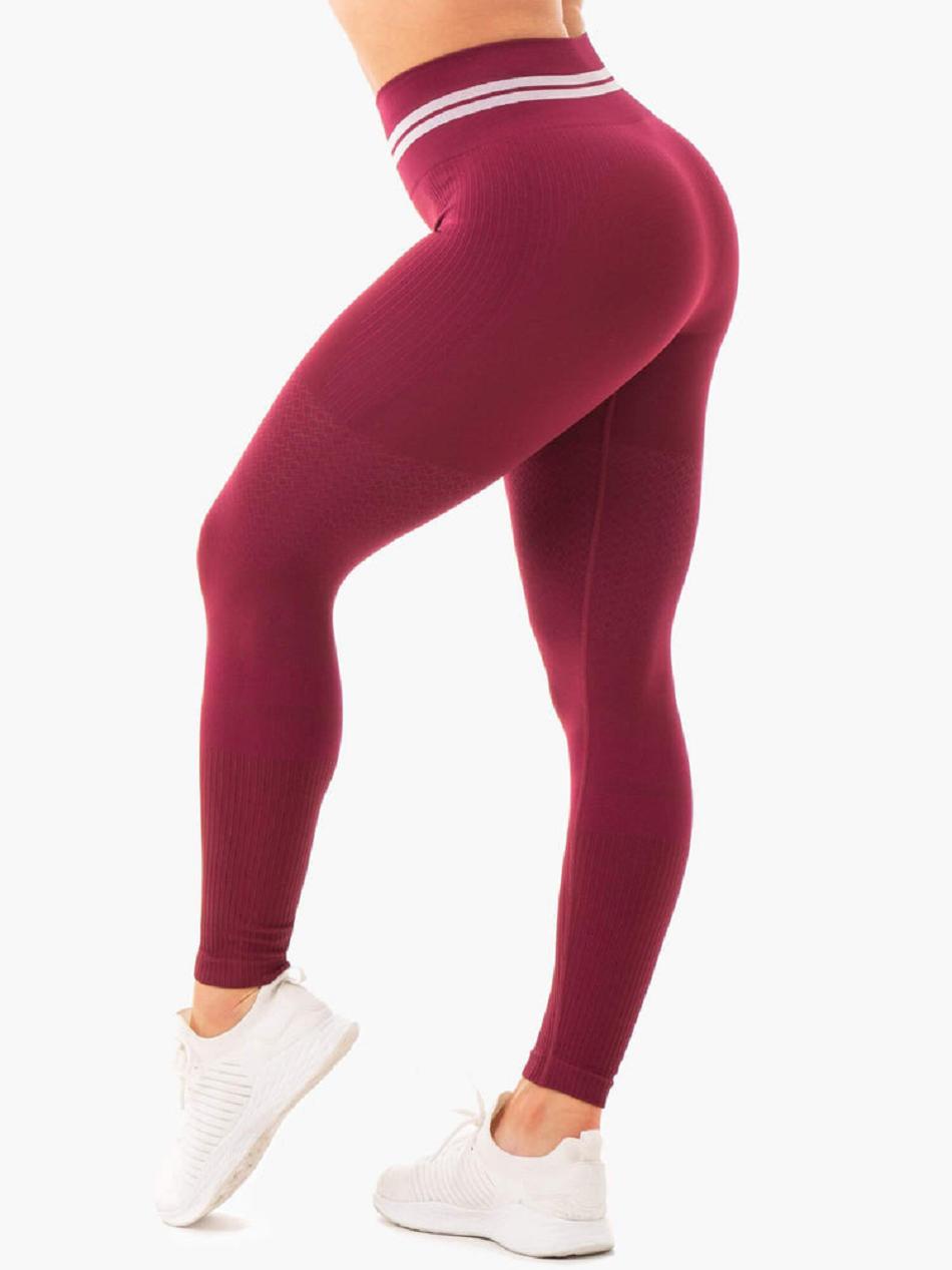 Burgundy Women's Ryderwear Freestyle High Waisted Leggings Seamless | MNG74240