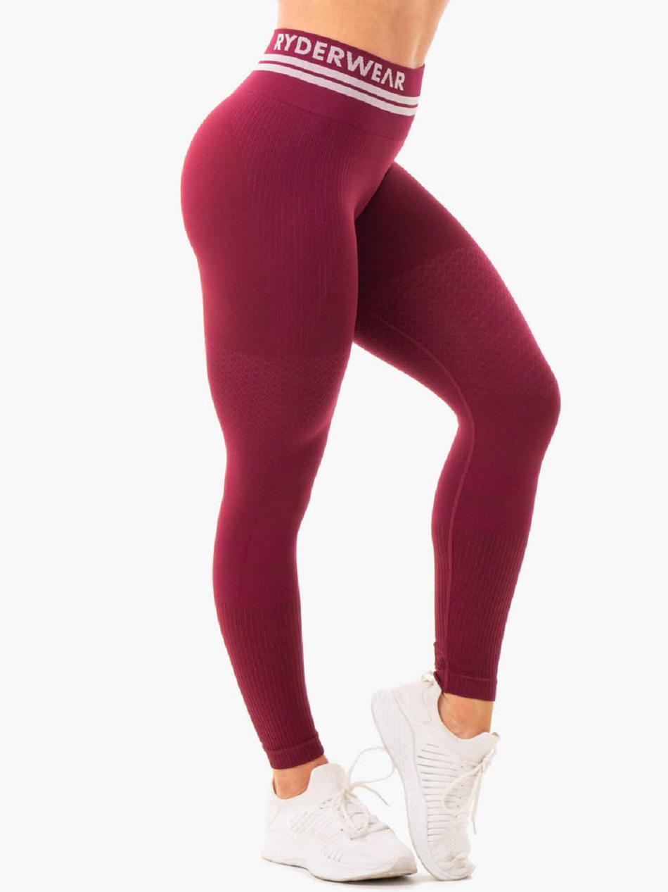 Burgundy Women's Ryderwear Freestyle High Waisted Leggings Seamless | MNG74240