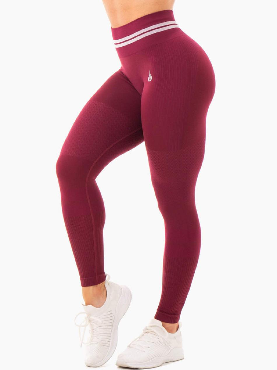 Burgundy Women\'s Ryderwear Freestyle High Waisted Leggings Seamless | MNG74240