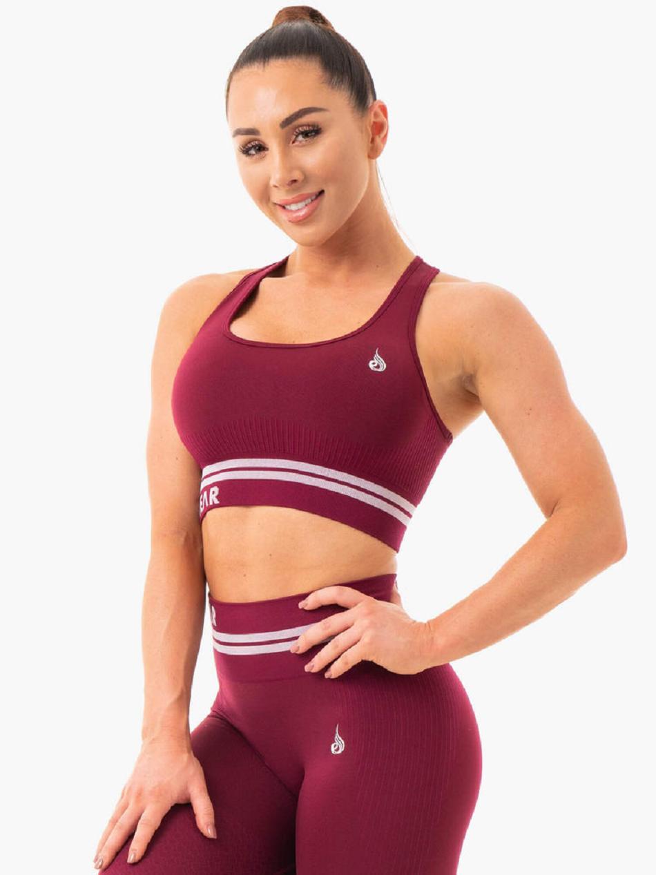 Burgundy Women\'s Ryderwear Freestyle Seamless Longline Sports Bras | 56FE83063