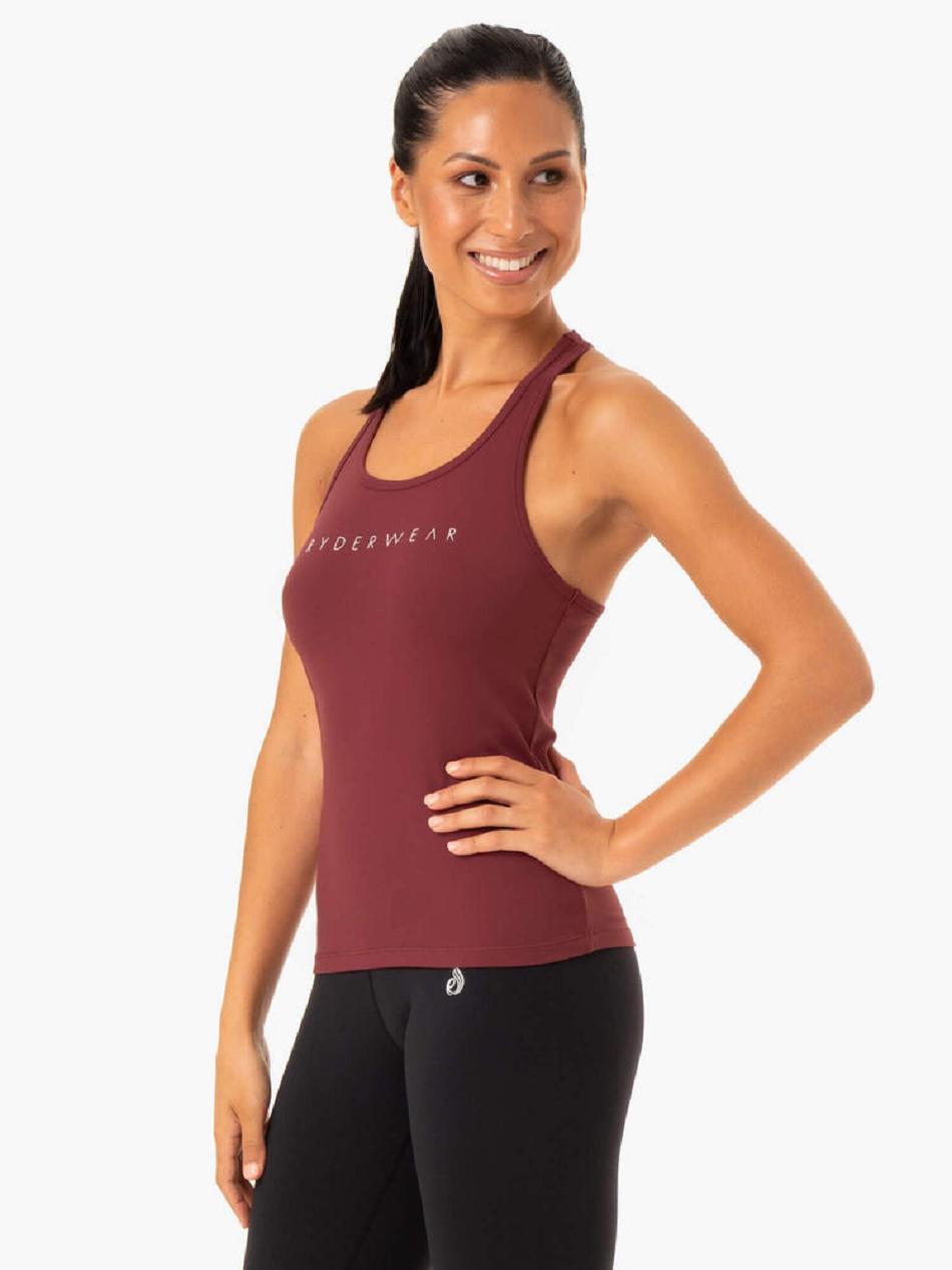 Burgundy Women's Ryderwear Hype Racer Back Tank Top | 62YF44857