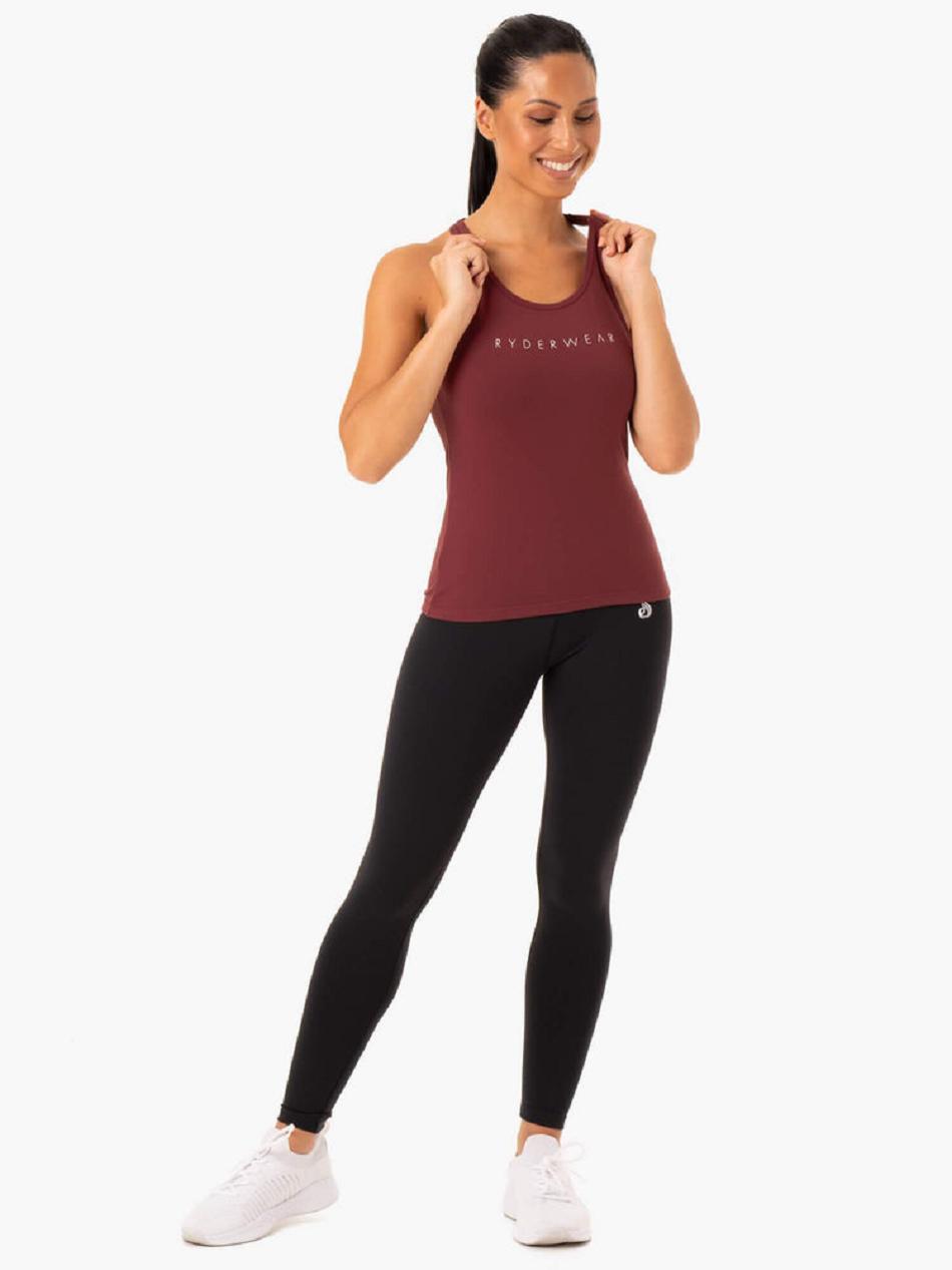 Burgundy Women's Ryderwear Hype Racer Back Tank Top | 62YF44857