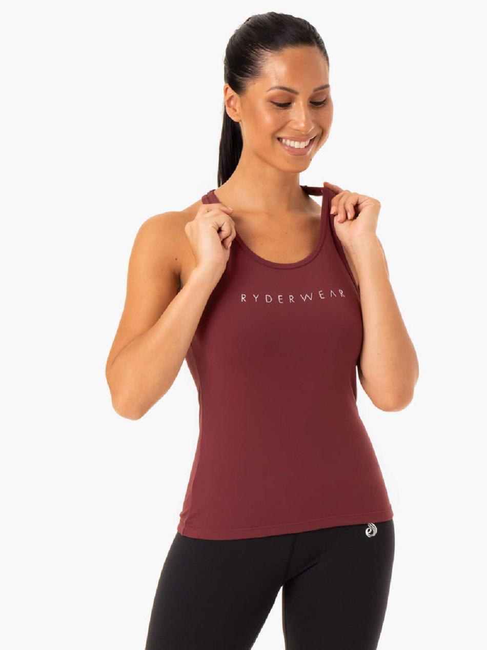 Burgundy Women\'s Ryderwear Hype Racer Back Tank Top | 62YF44857