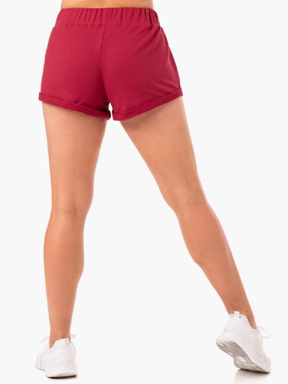 Burgundy Women's Ryderwear Off Duty Fleece Shorts Active Lounge | 130Y10228